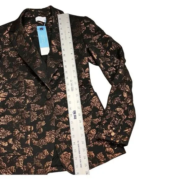 Tanya Taylor Blazer 2 Bronze Black Floral Jared Brocade Metallic Artsy Party - Picture 3 of 16
